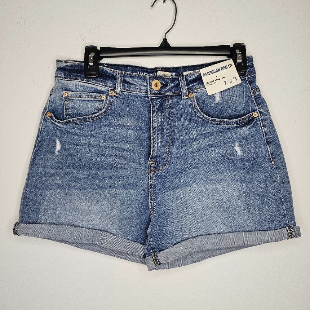 NWT American Rag Juniors Sculpt Stretch/Ultra Soft High Rise Mom Shorts Sz 7/28